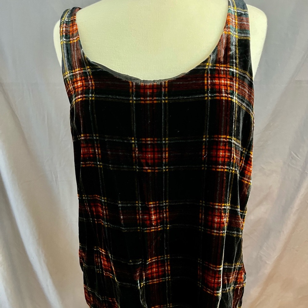 J Crew. Plaid Velvet Tank NWT